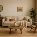 High-resolution image of rustic vintage modern decor featuring natural textures, vintage accents, and minimalist modern styling.